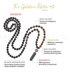 This 108-bead Agarwood mala carries strong energies of the 1st and 3rd Chakras, VITALITY, and PURPOSE, to remind you of your intention to be healthy, self-sufficient, motivated, prosperous and to live in balance. The design is based on the Golden Ratio, a symbol of perfection and proportion. It is meant to help us stay in alignment with it’s inherent properties of harmony, balance and unlimited expansion. Our Sterling Silver Septagon bead will serve as your talisman. It carries the strong freque The Golden Ratio, Wood Card, Golden Ratio, 108 Bead, Be Healthy, Mental Clarity, Emotional Intelligence, Tiger Eye, Infinity Bracelet