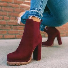 Boots Fall Ankle, Colored Boots, Goth Shoes, Chunky Heel Boots, Boots Female, Shoes 2022, Boot Straps, Chunky Heels Boots, Heels Platform