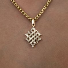 Introducing the Celtic Endless Knot Pendant in 18k Yellow Gold. Expertly crafted and beautifully designed, our Celtic Endless Knot pendant is a timeless symbol of unity. Pair it with the 4mm Rope Chain in Yellow Gold for a classic look that can be worn alone or styled with other layered chains. This product is guaranteed for life - GLD will repair the item should you experience any defects in craftsmanship or breakage. Specifications - 25mm x 25mm (Width x Height) - Bail: Fits up to 4mm Rope Chain - Weight: (Weight can vary +/- 2 grams) 18k Yellow Gold Plated: 13 grams | Celtic Endless Knot Pendant, 18k - The GLD Shop