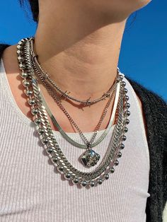 Made from Rhodium Plated Stainless Steel Non Tarnish Adjustable chain that caters to the size of your neck Smallest length is 11.5" and longest is 16.5" for "Choker" Smallest length is 16" and longest is 21" for "Necklace" Smallest length is 21" and longest is 26" for "Extra Long" How to Care for your DALMATA pieces click here "Care Tips" Mood Board Fashion Inspiration, Men Choker, Chains Aesthetic, Classy Jewelry, Barbed Wire, Charm Set, Gothic Jewelry, Chain Choker, Brass Chain