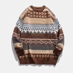 Dark Academia Sweater, Coffee Sweater, Retro Sweater, Hipster Man, Retro Mode, Stylish Sweaters, Vintage Grunge, Pullover Sweater Women, Brown Sweater