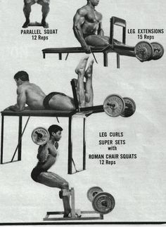 an ad for the bodybuilding program shows how to do squats and bench presses