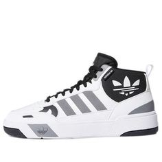 adidas originals Post Up 'White Black' GX2489 (SNKR/Skate/Light/Unisex/Mid Top/Non-Slip) Adidas Skate Shoes With Abzorb Midsole For Streetwear, Adidas High-top Sneakers With White Sole And Logo, White High-top Sneakers For Skateboarding With Boost Midsole, White High-top Sneakers With Boost Midsole For Skateboarding, Adidas High-top Synthetic Sneakers, Adidas White High-top Skate Shoes, Adidas Logo Sneakers For Streetwear, Sporty Adidas High-top Synthetic Sneakers, Sporty Adidas High-top Sneakers