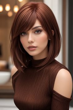 Inverted Bob Color Ideas, Hair Color Auburn, Copper Hair Color, Hair Color And Cut, Medium Length Hair Cuts, Cortes De Cabello, Cute Hair, Length Hair