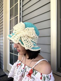 Bow Sun Hat Crochet Pattern, Brim Hat Pattern The beauty of this hat is its gorgeous mesh ribbon with big bow - it creates that old-time romantic vibe.  THIS IS A PDF Instant Download Crochet PATTERN ONLY AND NOT A FINISHED ITEM. Striped Sunhat crochet  hat is great for props, parties, as a part of a costume and for everyday use. The pattern comes in All sizes from NB to Adult The difficulty level is intermediate beginner. Just follow my detailed tutorial with 17 pages of detailed explanations w Beach Hat With Crochet Lace And Adjustable Fit, Beach Hat With Adjustable Crochet Lace, Cute Beach Bonnet One Size, Cute Beach Bonnet, Hand Knitted Adjustable Mini Hats For Spring, Adjustable Hand Knitted Mini Hats For Spring, Adjustable Hand-knitted Mini Hats For Spring, Brimmed Sun Hat For Spring, Cute Beach Bonnet With Curved Brim