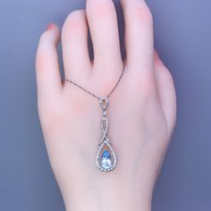 Sky blue necklace on sale with Full sterling silver   ◆ Main Stone: 6*9 mm Topa Gemstone      Accent Stone :white sapphire ◆Pendant Holder (bezel) : 925 Sterling Silver     Pendant Stamped Sign:   SAI@925 ◆Necklace chain :  925 sterling silver       Necklace chain Stamped sign: @925 ◆◆Chain Length: Default size is 18".  If you need the 16" or 20", please directly  leave message when you check out.  Note : Only one available  ★Please pay attention the size mentioned in the description, some photos have been enlarged to show detail. And others need to minimize for fit the frame.   ★We have same stone with different style design in our store, welcome exploring!   ♥  USPS First Class mail with tracking number for all the packages. ❀ Free gift package included ready to gift  ❀   ♥  Greeting car Sapphire Drop Necklace For Anniversary, White Gold Teardrop Blue Topaz Jewelry, Teardrop Blue Topaz White Gold Jewelry, Teardrop Blue Topaz Jewelry In White Gold, Sapphire Color Drop Cubic Zirconia Jewelry, White Gold Sapphire Teardrop Pendant Jewelry, Diamond Drop Birthstone Jewelry, Elegant White Blue Topaz Jewelry, Sapphire Crystal Drop Jewelry