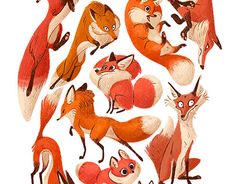 an image of fox stickers on a white background