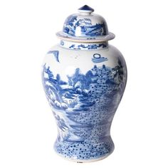 Analyn French Country Blue Landscape White Porcelain Decorative Ginger Jar Decorating With Ginger Jars, French Country Blue, White Ginger Jars, Temple Jar, Tea Jar, Country Blue, Double Happiness, Jar Vase, Ceramic Jars