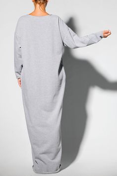 "Winter Kaftan Dress, Loose Maxi Dress, Long Sleeve Dress Our new design for Fall Winter Collection 2018 - Grey long sleeve dress in casual style. This Long dress is everything the winter wardrobe staple should be - it's beautiful, warm, cozy, comfortable and versatile. This winter dress has a slightly loose silhouette and is made from fluffy , thick cotton blend that feels silky soft against your skin. Straight forms , elegant silhouette, comfy feel, beautiful look ! FABRIC : Thick, fluffy, win Gray Dress For Fall Loungewear, Gray Dress For Loungewear In Fall, Gray Fall Loungewear Dress, Gray Loungewear Dress For Fall, Casual Gray Sweater Dress For Winter, Casual Long Oversized Sweater Dress, Casual Oversized Gray Dress, Oversized Long Sleeve Sweater Dress For Loungewear, Oversized Long Sweater Dress Casual