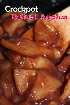 crockpot baked apples with cinnamon on top