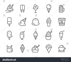 ice cream and dessert line icon set on white background stock photo edit now for more