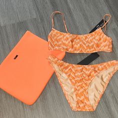 New With Tags, Cheeky Coverage Limited Qty Available All Inventory Has Been Posted. No More Sizes Are Available. ** No Trade ** No Offers ** All Sales Are Final. Orange Confetti, Neoprene Bag, Triangle Swimsuit, Triangl Swimwear, Cute Swimsuits, Swim Suits, No More, Color Orange, Womens Swim