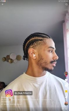 Tapered Cornrow Hairstyles, Cornrows With Taper Men, Cornrows For Men Short Hair Fade, Braided Hairstyles For Black Men Short, Men Cornrows Design 4 Braids, Men Short Braids Hairstyles, Black Man Hairstyle Braids, Braids On Short Hair Men, Braids With Taper Fade