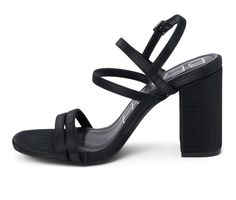 Vegan strappy heel. Fabric upper, Slingback strap with adjustable buckle closure,4\ block heel, Open round toe, Padded insole, Man made outsole | Women's Beach by Matisse Crowne Dress Sandals in Black Size 10 Adjustable Slingback Heels In Synthetic Material, Adjustable Slingback Synthetic Heels, Adjustable Synthetic Slingback Heels, Summer Double Strap Sandals With Stacked Heel, Black Strappy Block Heels For Summer, Black Sandals Heels, Heeled Sandal, Woman Beach, Sandals Black