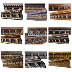 many different types of decorative wooden railings and balconies on white background with clipping path