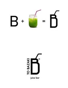 a green smoothie with a straw in it and the words b + b =