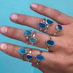 Did you know our sea glass was originally collected and hand picked straight from Hawaii?! Mixture of hand and ocean tumbled white Sea Glass Stone 925 Sterling Silver Nickel free Ocean Safe Please note: Each stone is one of a kind and varies in color, size & shape. Sea Glass Ring, Sterling Silver Stacking Rings, Glass Ring, Blue Sea Glass, Silver Stacking Rings, Gold Ring Stack, Glass Rings, Jewelry Inspo, Dream Jewelry