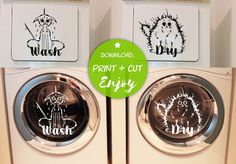 two washers with the words print and cut on them