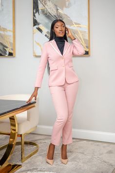 Closing Day Suit (Pre-order) | Belle Business Wear Pink Pants Outfit Work, Pink Pants Outfit, Hot Pink Pants, Closing Day, Pant Suits For Women, Suits Prom, Skirt Suits, 2 Piece Sets, Professional Wear