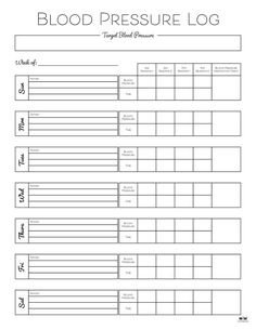 Track your blood pressure each day with these free printable blood pressure logs (weekly and monthly pages available). All pages can be printed from home! Am Pm, Blood Sugar, Each Day, Blood Pressure, Journal Ideas, From Home, Free Printable