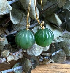 Canadian Nephrite Jade Earrings are set on sterling silver gold-plated earrings. These are a new style for us; I do not have a stopper yet, so please wear them carefully. The jade is approximately 13mm Jade Charm, Jade Bangle, Jade Earrings, Nephrite Jade, Jade Ring, Jade Bracelet, Jade Carving, Drop Beads, Jade Jewelry