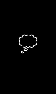 a black and white drawing of a thought bubble in the middle of a dark background