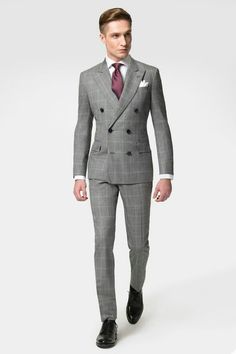 James Bond Suit, Double Breasted Suit Men, Windowpane Suit, Custom Suit, Sharp Dressed Man, Men’s Suits, Suit Style, Wedding Suits Men