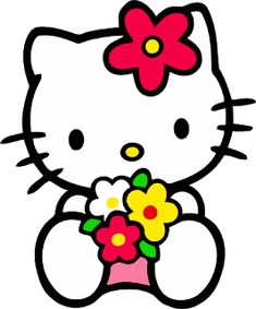 a hello kitty with flowers in her hand