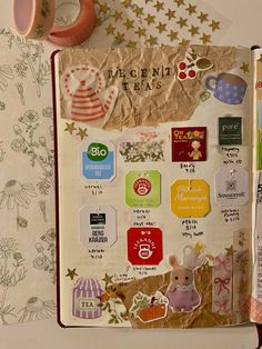 Junk Page Ideas, Family Junk Journal Ideas, 2025 Junk Journal Page, Junk Journal Tea Bags, Trash Book Ideas, December Junk Journal Ideas, Junk Journal Book Page Ideas, Tea Junk Journal, Tea Bag Ideas