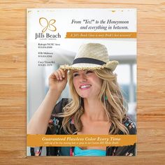 a brochure with a woman wearing a hat