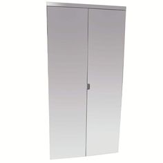 a tall white cabinet with two doors on the front and one door open to let in light