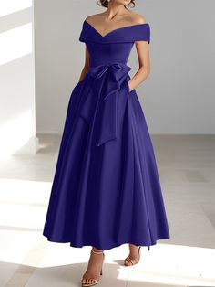 A-Line/Princess Off-the-Shoulder Mother of the Bride Dresses with Pock - Mondressy Dresses With Pockets, Color Champagne, Formal Gown, Dress Clothes, Bride Dresses, Formal Gowns, Mother Of The Bride Dresses, Dress Clothes For Women, Bride Dress