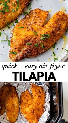 This Air Fryer Tilapia recipe has “quick and easy dinner” written all over it! Coated in savory lemon and parmesan breadcrumbs and finished with a drizzle of homemade lemon butter, every bite is deliciously tangy, flaky, crunchy, and moist. It’s ready to eat in just 15 minutes! Airfryer Fish, Airfry Recipes, Air Fried Fish, Air Fryer Fish Recipes, Tilapia Recipe, Tilapia Fish, Air Fryer Fish, Fish Dinner Recipes