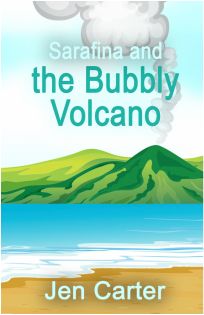 a book cover with an image of a mountain and the ocean in the background,