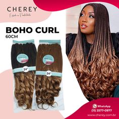 BOHO CURL 👉Tenha opções e versatilidade em seu visual. Corre pro site ou fale com nossos vendedores. 🛍 VAREJO acesse nosso site 🌐www.cherey.com.br 📦 ATACADO fale conosco pelo WhatsApp 📲 (11) 2577-0977 #frontlaces #cabelochanel #cherey #cherey_official #cabelosafro #crochetbraidstyles #crochetbraids #transiçaocapilar #fibrasintetica #hairstyle #belinha #boxbraidswig #cabelosintético #cabelosorgânicos #perucasnaturais #CHEREYPERUCASNATURAIS #fibrasintetica Knotless Braids Goddess, Black Hair Protective Styles, Braids Goddess, Latest Braided Hairstyles, Half Bun Hairstyles, Latest Hair Braids, Hair Color Orange