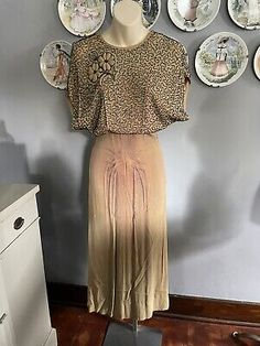 Vintage 1930s Nude Silk & Glass Beaded dress Nude Silk Dress, Beaded Top, Beaded Dress, Black Glass, Dolman Sleeve, Girl Dress, Dress P, Silk Dress, Vintage Ladies