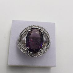 Prong Settings , This Ring Is High-Quality, So You Can Buy With Confidence. Notice The Filigree Silver, I Just Love It. Yes It’s Sparkles 5 Carat Purple Amethyst, White Sapphires Sparkles Stamped 925(Sterling Silver) I Will Ship The Same Day. Size 10 Women’s Ring R6 Sterling Silver Gemstones With Center Stone In White Gold, White Gold Sterling Silver Gemstone With Center Stone, Silver Oval Amethyst Ring With Gemstone Accents, Oval Silver Amethyst Ring With Gemstone Accents, Formal 925 Stamped Amethyst Jewelry, Formal Amethyst 925 Stamped Jewelry, Silver Gemstone Ring With Prong Setting, Oval Purple Cubic Zirconia Jewelry, Purple Oval Cubic Zirconia Jewelry