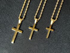 Personalized Cross Necklace - Custom Engraved Men's and Boys Cross Necklace Add a touch of elegance and sentimentality to your jewelry collection with our Personalized Cross Necklace. This beautifully crafted piece is perfect for men and boys, making it a versatile accessory for any occasion. Whether you're looking for a meaningful gift for a loved one or a special treat for yourself, this engraved cross necklace is sure to make a lasting impression. Key Features: Custom Engraving: Personalize t Cross Necklace For Boys, Gift Cross Pendant Necklace With Rope Chain, Gift Rope Chain Necklace With Cross Pendant, Rope Chain Necklace With Cross Pendant For Gift, Gold Cross Necklace For Father's Day, Gold Cross Necklace With Rope Chain As A Gift, Necklace Men Gold, Men Gold Necklace, Boys Cross Necklace