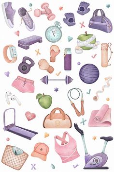 an illustration of various items that are in the shape of a ballerina's gear