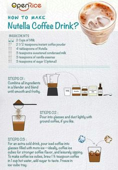 the instructions for how to make nutella coffee drink in an info board with pictures on it