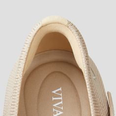 Beige Slip-ons With Cushioned Footbed And Flat Shape, Beige Cushioned Slip-ons With Flat Heel, Beige Cushioned Flat Slip-ons, Beige Slip-ons With Woven Sole, Beige Flat Slip-ons With Woven Sole, Beige Slip-on Flats With Textured Sole, Beige Low-top Cushioned Flats, Comfortable Cream Slip-on Flats, Beige Cushioned Low-top Flats