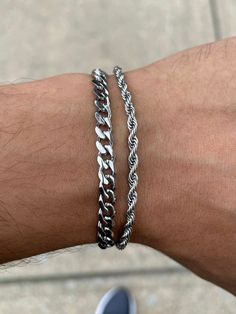 Best Mens Jewelry, Cuban Link Bracelet Men Silver, Mens Rope Bracelet, Cool Men Jewelry, Simple Mens Jewelry, Men’s Jewlery Silver, Boy Jewelry Aesthetic, Masc Accessories, Men With Jewelry