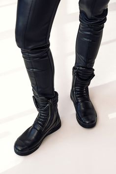 Sculpted from genuine Italian leather, our Karma Boots are a minimalist masterpiece that transcends trends. Designed with a unique ribbed detail, an oversized double zip pull, and a sneaker-inspired cap toe, they're a fresh alternative to your usual sneakers or your go-to combat boots. You can adjust the zips for a comfortable fit and a customized look. Handmade by one of Europe's leading shoemakers. Now featuring a removable insole, designed for added comfort and support. Shop more Karma Boot-i Zipper Boots, The A Team, Boots Shoes, Italian Leather, Black Boots, Combat Boots, Winter Outfits, Shoe Boots, Comfort Fit