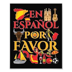 a poster with the words en espanol por favor al rio written in spanish