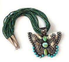 Navajo Sonoran Mountain Turquoise & Sterling Silver Butterfly Necklace – Nizhoni Traders LLC One Of A Kind Traditional Green Jewelry, Traditional Turquoise Jewelry, Traditional Multi-stone Collectible Jewelry, Traditional One-of-a-kind Green Jewelry, Traditional Turquoise Jewelry With Large Pendant, Silver Butterfly Necklace, Navajo Turqoise Necklace, Beaded Butterfly, Classy Cowgirl