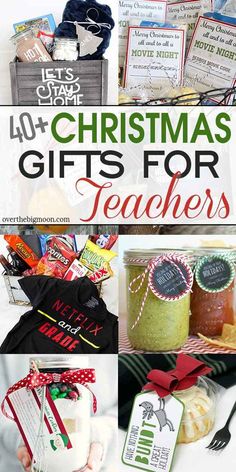 christmas gifts for teachers with text overlay