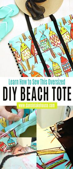 the beach tote bag is made with fabric