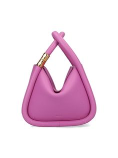 Boyy 'Wanton 20' pink leather handbag with two top crossed handles, gold metal handle, removable and adjustable shoulder strap, magnetic closure, embossed front logo, inner slip pocket, main inner compartment, metal feet. Boyy Bag, Pink Tote, Fancy Bags, Shopping Tote, Womens Tote, Pink Leather, Bags Designer Fashion, Pink Bag, Leather Handbags