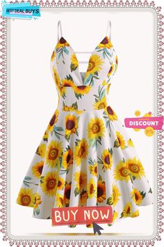 Fashion Women Summer Dress Casual Sleeveless Camis Flora Printed Mini Dress Lady Halter Waist Sunflower Sling Beach Dress Summer A-line Suspender Dress For Beach, Spring Floral Print Mini Suspender Dress, Summer A-line Sundress With Straps, Summer Floral Print Mini Suspender Dress, Floral Print Mini Suspender Dress For Summer, Spring Beach A-line Suspender Dress, Yellow Floral Dress For Summer Garden Party, Spring Sleeveless Mini Dress For Picnic, Yellow Mini Floral Dress For Summer