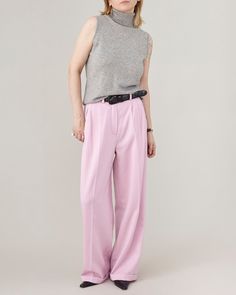 Pink Tapered Leg Dress Pants For Work, Pink Tapered Leg Office Pants, Pink Straight Dress Pants For Office, Classic Sleeveless Bottoms For Spring, Pink Tapered Leg Pants For Work, Pink Tapered Leg Workwear Pants, Tailored Pink Workwear Pants, Tailored Pink Pants For Workwear, Luxury Executive Office